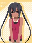 :t bare_shoulders black_hair brown_eyes casual clenched_hands fist ikari_manatsu k-on! long_hair nakano_azusa pout solo tan tank_top tanline twintails 