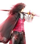  black_hair dunban long_hair male simple_background solo sword weapon xenoblade yuba19 
