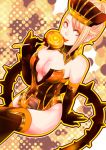  alternate_color bare_shoulders blue_rose_(tiger_&amp;_bunny) boots breasts candy cleavage collar earrings elbow_gloves gloves hellkiddy jewelry karina_lyle leotard lipstick lollipop makeup smile solo superhero thigh-highs thigh_boots thighhighs tiger_&amp;_bunny yellow 