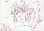  child color_trace flower highres long_hair macross macross_frontier macross_frontier:_sayonara_no_tsubasa ponytail production_art saotome_alto sketch 