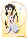  1girl black_hair brown_eyes k-on! long_hair nakano_azusa nangokushirokuma solo twintails 