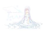  absurdly_long_hair bad_id bare_shoulders dress hand_on_face hand_on_own_face latin long_hair mishima_kurone original red_eyes reflection sitting solo tears very_long_hair white_hair wings 