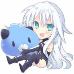  :3 :d aqua_eyes bare_shoulders black_heart blush bodysuit boots chibi choujigen_game_neptune dogoo elbow_gloves gloves hug long_hair looking_at_viewer mishima_kurone noire open_mouth pillow pillow_hug smile solo symbol-shaped_pupils thigh-highs thigh_boots thighhighs very_long_hair white_hair 