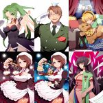  4boys 6+girls :d angel_mort animal apron bird black_eyes blonde_hair blouse blue_eyes blush breasts brown_eyes brown_hair buttons character_request chibi cleavage clouds corset curtains dress eyes_closed featherine_augustus_aurora female glasses gloves green_eyes green_hair hair_band hairband happy hat higurashi_no_naku_koro_ni horns houjou_satoko houjou_satoshi jacket japanese_clothes kanon_(umineko) kimono large_breasts long_hair looking_at_viewer maid male multiple_boys multiple_girls necktie niso pants pantyhose ponytail purple_eyes ribbon sad scales school_uniform shannon short_hair sitting skirt sky smile sonozaki_mion sonozaki_shion suit sweatdrop tattoo tears teddy_bear tomitake_jirou umineko_no_naku_koro_ni uniform ushiromiya_george ushiromiya_jessica very_long_hair waitress wink 