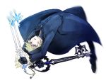  backflip battle blonde_hair blue_eyes blurry chain chains crown gloves hood hoodie jewelry jumping key keyblade kingdom_hearts kingdom_hearts_358/2_days male motion_blur necklace open_mouth organization_xiii pants roxas simple_background solo star weapon white_background zuwai_kani 