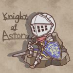  dark_souls fushigi_ebi helmet knight knight_of_astora_oscar shield solo sword weapon 