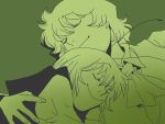  antennae ascot closed_eyes eyes_closed green hug kazami_yuuka monochrome multiple_girls onikobe_rin short_hair smile touhou wriggle_nightbug youkai 