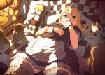  blonde_hair fate/extra fate/stay_night fate/zero fate_(series) green_eyes kinniku1234 lying maid nekoarc saber stuffed_animal stuffed_toy teddy_bear thigh-highs thighhighs 