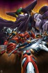  axe black_getter cape drill getter-1 getter-2 getter-3 getter_robo glowing glowing_eyes mecha rex-203 super_robot weapon 