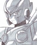  android armor bust dion forehead_jewel graphite_(medium) helmet highres male robot_ears rockman rockman_x solo traditional_media zero_(rockman) 