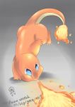  blue_eyes breathing_fire charmander fire flame highres no_humans pokemon pokemon_(creature) signature solo tail-tip_fire yuzuko_(genie) 