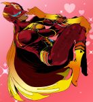  blown_kiss cape dark_skin elbow_gloves fire_emblem_(tiger_&amp;_bunny) gloves high_heels kamiya_(mouri) lipstick makeup male nathan_seymour pink_lipstick shoes solo spandex superhero tiger_&amp;_bunny 