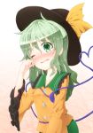  blush green_eyes green_hair hat highres hiroro komeiji_koishi solo tears third_eye touhou 