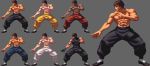  alternate_color alternate_costume baggy_pants brown_hair capcom fei_long fighting_stance gloves king_of_fighters king_of_fighters_xiii ko-ki male muscle muscles ogura_eisuke_(style) parody pixel_art street_fighter style_parody topless 