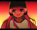  angel_beats! baseball_helmet fangs gym_uniform helmet long_hair open_mouth pink_eyes pink_hair smile soranagi tears yui_(angel_beats!) 