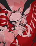  :&lt; flandre_scarlet hand_holding hat hat_over_one_eye highres holding_hands laevatein monochrome multiple_girls onikobe_rin red remilia_scarlet siblings sisters touhou wings 