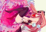  animal_hat apple aya_(min412) boots brown_hair eating food fruit hat high_heels highres mawaru_penguindrum penguin_3-gou princess_of_the_crystal red_eyes ribbon shoes takakura_himari thigh-highs thigh_boots thighhighs 