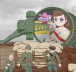  blue_eyes brown_hair cameo check_translation cloudy_sky facial_hair gavinekov green_eyes gun hat helmet itasha long_hair military military_uniform military_vehicle multiple_boys mustache o_o original partially_translated riding_crop russian russian_empire shaded_face sweat tank tatiana_nikolaevna_romanova tatiana_nikolaevna_romanova_(cameo) tears translation_request tsar_tank uniform vehicle weapon wheel world_war_i 