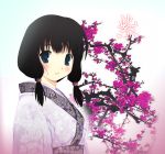  black_hair blue_eyes chinese_clothes flower original rock.fc solo twintails 