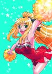  cheerleader dress green_eyes hoshino_kouichirou impossible_clothes impossible_clothing lisa_vayu long_hair open_mouth pom_poms ponytail popcorn_avatar smile solo star 