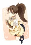  brown_hair long_hair panda_(pandadesu) ponytail taneshima_popura tray waitress working!! 