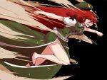 bare_legs braid china_dress chinese_clothes hat hoku hong_meiling legs long_hair red_eyes red_eys red_hair redhead side_slit solo star touhou twin_braids 
