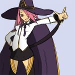  1girl blazblue blazblue_phase_0 cape drawfag hair_over_one_eye hat imageboard_colors konoe_a_mercury long_hair nine_(blazblue) pink_hair red_eyes solo witch_hat 