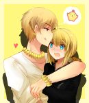  ahoge bird blonde_hair blue_eyes bracelet casual chick earrings fate/stay_night fate/zero fate_(series) formal gilgamesh jewelry male necklace pant_suit red_eyes revanche saber short_hair suit thought_balloon thought_bubble tongue 