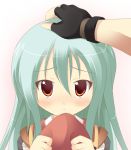  fingerless_gloves gloves green_hair hand_on_head hizuki_aki long_hair pixiv_robot_wars_2 revision 