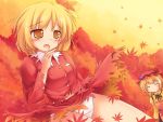  aki_minoriko aki_shizuha autumn_leaves blonde_hair blush dissolving_clothes food forest fruit grapes hair_ornament hat highres lzh multiple_girls nature open_mouth panties shirt siblings sisters skirt sweatdrop touhou underwear white_panties yellow_eyes 