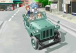  highres ikamusume jeep motor_vehicle mr._tokita road shinryaku!_ikamusume tokita_ayumi toyota vehicle willysmc 