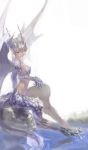  copyright_request dragon_girl highres horns masuchi monster_girl sitting solo wings 