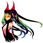  green_eyes green_hair hatsune_miku horns ichiko_(dragn) long_hair simple_background solo twintails very_long_hair vocaloid 