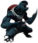  highres monster muscle no_eyes no_humans no_pupils nostrils open_mouth pokemon pokemon_(creature) pose realistic sharp_teeth shell sido_(slipknot) simple_background solo squatting squirtle standing tail white_background 