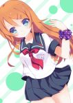  1girl blue_eyes hair_ornament hairclip highres kousaka_kirino long_hair lovefumiki orange_hair ore_no_imouto_ga_konna_ni_kawaii_wake_ga_nai school_uniform scrunchie serafuku 