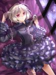  blonde_hair dress female frills gothic gothic_lolita highres king_of_fighters king_of_fighters_maximum_impact lolita_fashion lying ninon_beart puracotte red_eyes ribbon short_hair snk solo 