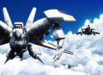  blue_sky byalant byarlant cloud fly_arrow flying gundam jet mecha no_humans sky yamarata zeta_gundam 