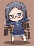  celebi_ryousangata chibi glasses k-on! okuda_nao school_uniform short_hair solo 