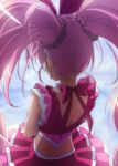  back cure_melody earrings from_behind haruyama houjou_hibiki jewelry long_hair magical_girl nape neck_ribbon pink_hair precure ribbon solo suite_precure twintails 