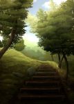  highres hill juuyonkou no_humans original rock scenery stairs tree 