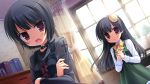  black_hair dress game_cg gothic long_hair midori_no_umi pink_eyes rikuno_(midori_no_umi) short_hair sorane_(midori_no_umi) twins yukie_(peach_candy) 