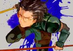  black_hair dual_wielding fate/stay_night fate/zero fate_(series) gae_buidhe gae_dearg lancer_(fate/zero) male mole nod6125 perspective polearm solo spear weapon yellow_eyes 