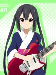  black_hair brown_eyes character_name electric_guitar guitar ikari_manatsu instrument k-on! long_hair nakano_azusa smile solo twintails 