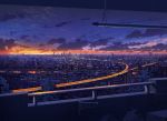  building city cityscape clouds cola_(gotouryouta) dark no_humans original railing rooftop scenery sky sunset 