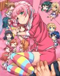  alessandra_susu aqua_eyes aqua_hair blanket blush chibi dress glasses harumi_kajika harumi_sawara harumi_shinju kamishiro_sui kasukabe_haru kuonji_shizuka lying multicolored_hair nonohara_hime on_side pink_hair rokusaki_coney serizawa_momoka sleepy tendouji_musubi todome tokyo_7th_sisters tsunomori_rona usuta_sumire 