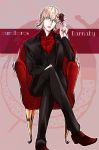  barnaby_brooks_jr blonde_hair crossed_legs flower formal ichiro_(guchari) legs_crossed male no_glasses ourobunny red_rose rose sitting solo suit tiger_&amp;_bunny yellow_eyes 