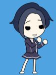  1girl animated animated_gif blue_hair chibi kobayakawa_rinko koihime_musou legs love_plus lowres parody school_uniform short_hair skirt sollapon solo winter_uniform 