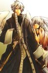  fujiwara_akina grey_eyes sword weapon white_hair wings 