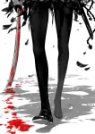  1girl black_legwear bloody_weapon close-up feathers fkey highres legs original pantyhose sword weapon 