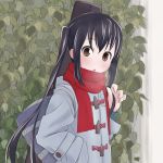  bag black_hair brown_eyes coat guitar_case instrument_case k-on! long_hair nakano_azusa scarf solo twintails weekly10 